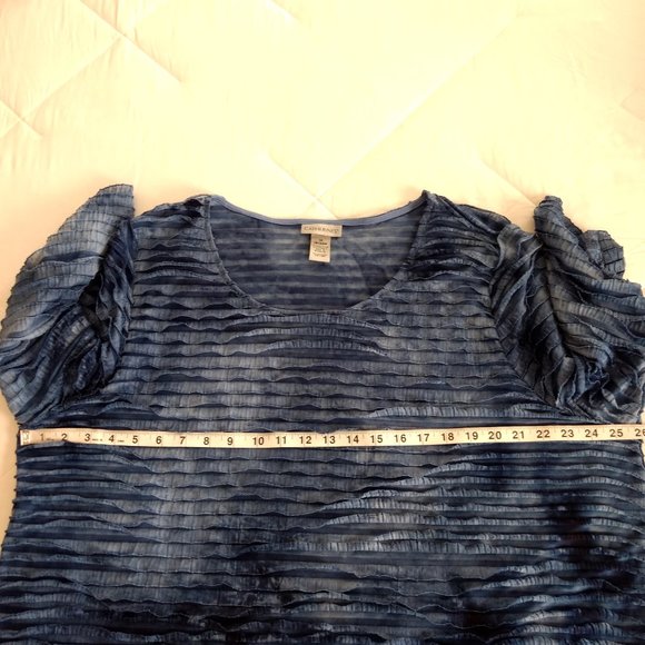 CATHERINES Blouse 1X 18-20W Plus Blue Chinelle Scoop Neck 3/4 Sleeve - Picture 10 of 11